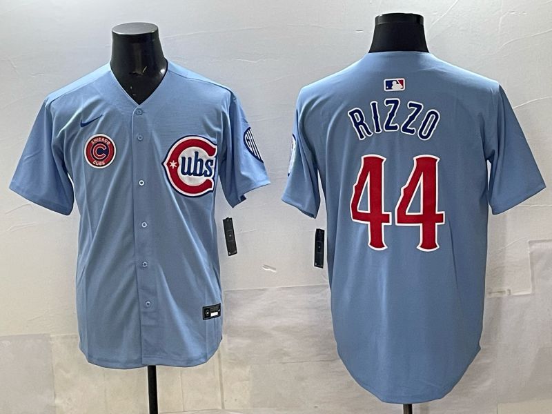 Men 2025 Chicago Cubs #44 Rizzo Light blue Game Nike MLB Jersey style 04